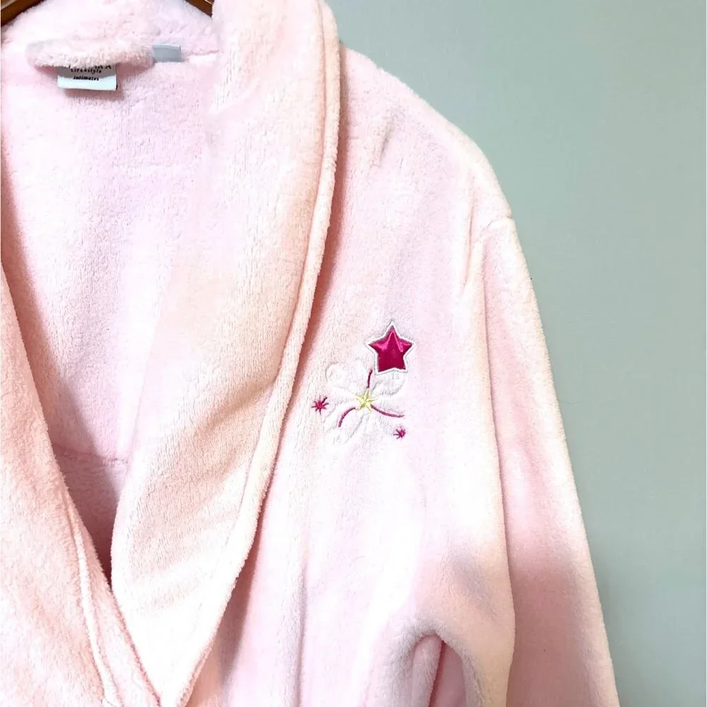 Pink Sonoma Life + Style Intimates Fleece Robe With Star Embroidery & Belted Wai - Picture 2 of 9